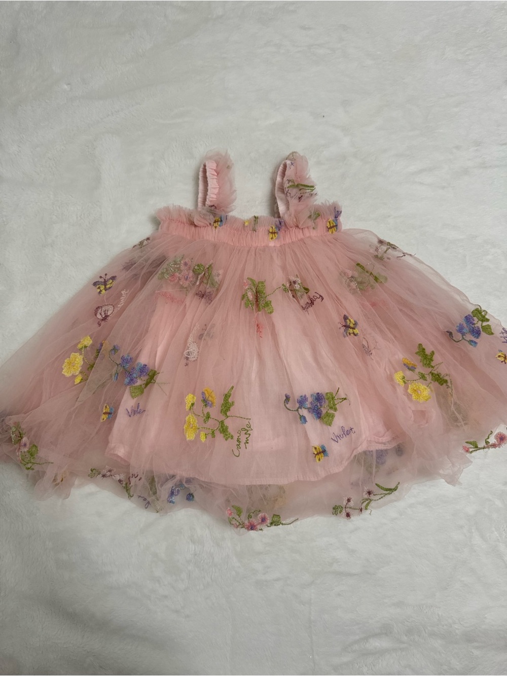 Toddler tulle embroidered flower dress